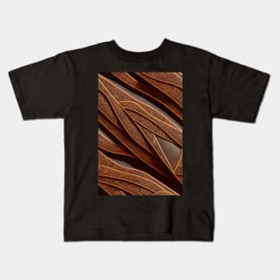 Dark Brown Ornamental Leather Stripes, natural and ecological leather print #54 Kids T-Shirt